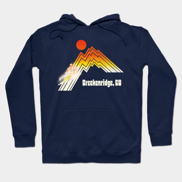 Breckenridge Colorado 70s/80s Retro Souvenir Style Skiing Hoodie by darklordpug